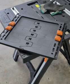 Worx Pegasus 2-in-1 Folding Work Table & Sawhorse, Easy Setup Portable Workbench, 31" W x 25" D x 32" H Lightweight Worktable with Heavy-Duty Load Capacity, WX051 - Includes 2 Clamps & 4 Clamp Dogs Worx Pegasus Work Table 42 71dVJe0S8IL