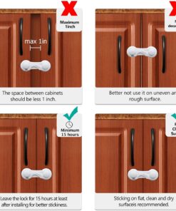 Cabinet Locks - Adoric Life Child Safety Locks 4 Pack - Baby Safety Cabinet Locks - Baby Proofing Cabinet Kitchen System with Strong Adhesive Tape White-4pc 25 71dVXQK6I1S