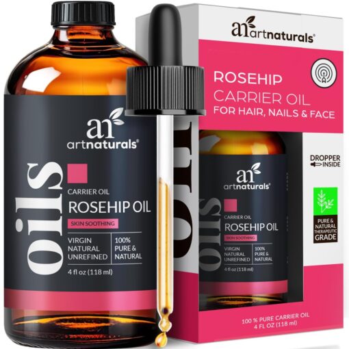 Artnaturals Rosehip Seed Oil 4 oz for Face, Hair & Skin - 100% Pure Natural, Cold Pressed & Unrefined Rose Hip Oil - Anti-Aging Moisturizer Facial Oil for Fine Lines, Scars & Wrinkles