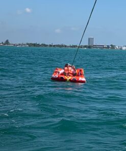 Airhead Big Mable Towable 1-2 Rider Tube for Boating and Water Sports, Heavy Duty Full Nylon Cover with Zipper, EVA Foam Pads, Patented Speed Safety Valve for Inflating & Deflating, Dual Tow Points 26 71dXM2zwDNL