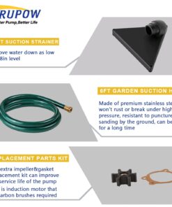 Trupow DC 12-Volt 1/10HP 330GPH Battery Powered Mini Portable Electric Utility Sump Transfer Water Pump with Water Hose Kit Black… 12V DC 11 71dXVYOsjEL