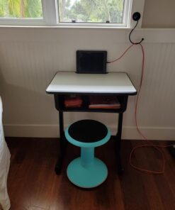 Flash Furniture Billie Open Front Student Desk for Classrooms or Remote Learning, Height Adjustable School Desk with Book Box and Bag Hooks, Black/Gray Set of 1 27 71dY nB3nkL