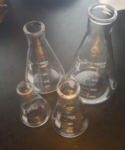 Karter Scientific Glass Flask 5 Piece Set, Narrow Mouth Erlenmeyer, Borosilicate 3.3 Glass - 50ml, 150ml, 250ml, 500ml, 1L, 213B2 50/150/250/500/1000ml 26 71dYDI829PL