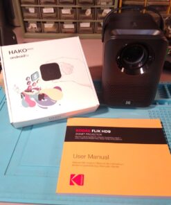 KODAK FLIK HD9 Smart Projector | Mini Black Portable Indoor & Outdoor Movie with Android TV Streaming Apps, Wi-Fi and Bluetooth, Built-In Speakers & Voice Remote | FHD 1080p for Screens Up to 120” 48 71dZ5EHVp0L