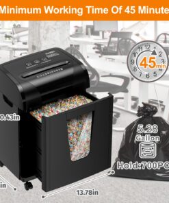 Suntiko Paper Shredder, 18-Sheet Cross Cut Level P-4, Shred Paper/Credit Card/CD, with Large Pull Out Bin,Insert Auto Jam Proof System Shredder for Home&Office 44 71daxWv0MxL