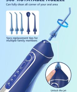 Oralfree Water Dental Flosser Cordless for Teeth Cleaning - 4 Modes Oral Irrigator 300ML Braces Flossers Cleaner, Rechargeable Portable IPX7 Waterproof Powerful Battery for Travel Home 02_blue 13 71dc dOaeTL