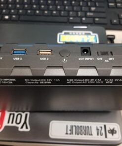 SinKeu 88.8Wh|65Watts Portable Laptop Phone Charger with AC DC USB Outlets, A Super Travel Portable Battery Pack & Power Bank for HP Notebooks, MacBook, iPad, iPhone Metallic Grey 24 71dcKjQ1PIL