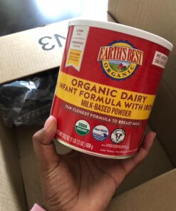 Earth's Best Organic Baby Formula for Babies 0-12 Months, Powdered Dairy Infant Formula with Iron, Omega-3 DHA, and Omega-6 ARA, 21 oz Formula Container 1.31 Pound (Pack of 1) 22 71dcP4VqFtL