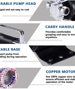 Trupow DC 12-Volt 1/10HP 330GPH Battery Powered Mini Portable Electric Utility Sump Transfer Water Pump with Water Hose Kit Black… 12V DC 9 71dd7V rm2L