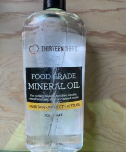Thirteen Chefs Mineral Oil - 12oz Food Grade Conditioner for Wood Cutting Board, Countertop & Butcher Block, Lubricant for Knife or Meat Grinder - Safe USP Finish on Marble, Soapstone 12 Fl Oz 64 71ddXLA 5LL 1