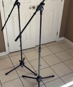 Pyle Foldable Tripod Microphone Stand - Universal Mic Mount and Height Adjustable from 37.5'' to 65.0'' Inch High w/ Extending Telescoping Boom Arm Up to 28.0'' - Knob Tension Lock Mechanism PMKS3 24 71dfOzZWyNL
