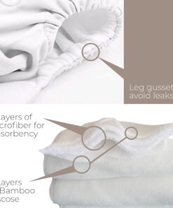 Nora's Nursery Baby Cloth Pocket Diapers Bamboo Inserts 1 Wet Bag 7 Pack B&W Unisex 2 29 71dfUn85NeL