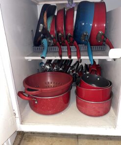 Pot Lid Holder 12+ Adjustable Dividers by BTH Expandable Pan and Pot Lid Organizer Rack for Cabinet – Heavy Duty Pot Lid Organizer for Kitchen Under Sink Drawer Pantry Storage (5.5"W, Dark Grey) LID HOLDER 5.5"W (DARK GREY) 38 71dfWHVc0L