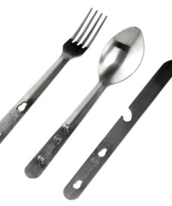 SE 4-in-1 Detachable Stainless Steel Utensil Set - Spoon, Fork, Knife, Bottle Opener - 6.5" Length, Compact for Camping, Hiking, Travel - Includes Clear Pouch - KC7043FSK 15 71dgC4cDcfL