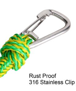 Obcursco PWC Dock Lines Boat Dock Lines 1/2” x (7ft & 14ft), Jet Ski Dock Line Mooring Line Dock Tie Pontoon Accessories for Waverunner, Kayak Tow Line with 316 Stainless Steel Clip (Green & Yellow) Green/Yellow 10 71dgp5bYaGL