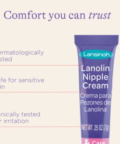 Lansinoh Lanolin Nipple Cream, Safe for Baby and Mom, Breastfeeding Essentials, 3 Mini Tubes, Each 0.25 Ounces 0.25 Ounce (Pack of 3) 25 71dgsEv8LWL