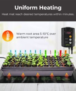 BN-LINK Durable Seedling Heat Mat Heating Pad 10" x 20.75" with Digital Thermostat Controller Combo Set Waterproof for Indoor Seed Starting and Plant Germination 10" x 20.75" & Thermostat 25 71dit0SUaL 1