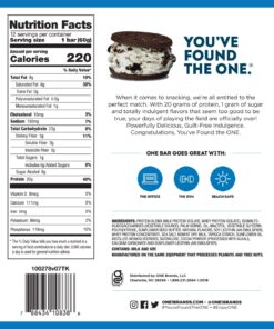 ONE Protein Bars, Cookies & Creme, Gluten Free Protein Bars with 20g Protein and Only 1g Sugar, Guilt-Free Snacking for High Protein Diets, 2.12 oz (12 Count) Cookies & Crème 16 71djPp6MZL