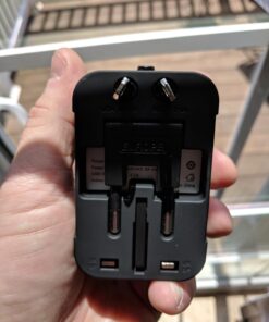 Travel Adapter, JOOMFEEN Worldwide All in One Universal Power Wall Charger AC Power Plug Adapter with Dual USB Charging Ports for USA EU UK AUS Cell Phone Laptop (Black) Black 59 71dlCmEf7uL