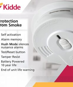 Alternative view of Kidde Smoke Detector, 10-Year Battery, LED Indicators, Replacement Alert, Test-Reset Button