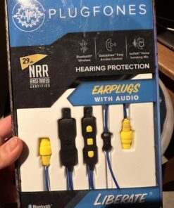 Plugfones Liberate 2.0 Wireless Bluetooth in-Ear Earplug Earbuds- 29NRR Noise Reduction Headphones with Noise Isolating Mic and Controls (Blue & Yellow) Blue/Yellow 21 71dlsl0fFL