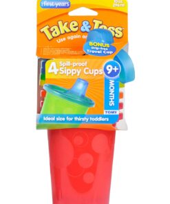 The First Years Take & Toss Spill Proof Sippy Cups - Reusable Toddler Cups - Rainbow - Kids Cups and Snap On Lids for Ages 9 Months and Up - 4 Count Classic Rainbow 37 71doZBZIi2L 2