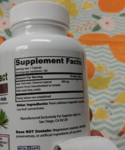 Superior Labs — Saw Palmetto Extract NonGMO, Non Synthetic— 300 mg Dosage, 120 Vegetable Capsules — Supports Urinary Tract Flow & Frequency 30 71dodbLONoL