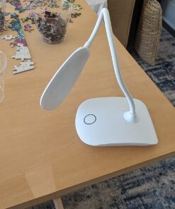 DEEPLITE LED Desk Lamp with Flexible Gooseneck 3 Level Brightness, Battery Operated Table Lamp 5W Touch Control,Compact Portable lamp for Dorm Study Office Bedroom,Eye-Caring and Energy Saving White 1 Pack 52 71dommAbFQL