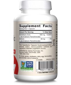 Jarrow Formulas Pantothenic Acid B5 500 mg - 100 Veggie Caps - Essential B Vitamin - Energy Production & Metabolism Support - 100 Servings (Packaging may vary) 100 Count (Pack of 1) 20 71dozrNVi6L
