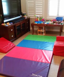 Tumbl Trak Folding Tumbling Panel Mat for Gymnastics, Cheer, Dance, and Fitness Bright Pastel 4ft x 8ft x 2in 16 71dpOPMlvKL