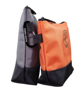 Klein Tools 55470 Utility Bag, Stand-Up Zipper Tool Bags, Tough 1680d Ballistic Weave, Reinforced Bottoms, Orange/Black, Gray/Black, 2-Pack 21 71dqE5TnJUL