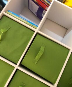 Sorbus Foldable Storage Cubes - 6 Fabric Baskets for Organizing Pantry, Closet, Shelf, Nursery, Playroom, Toy Box, Cubby - 11 Inch Dual Handle Collapsible Closet Organizers and Storage Bins (Green) Green 31 71dqYqPMhZL