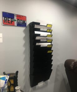 Wallniture Lisbon 10-Tier Wall Mounted File Holder and Desk Organizer, Metal Black Office Organization and Storage Rack 19 71dqkMtnBL