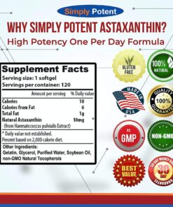 Astaxanthin 10mg 120 Softgels, Almost Like Astaxanthin 12mg or 3 x Astaxanthin 4mg Gelcaps, Natural Astaxanthin Antioxidant Gel Cap Supplement Supports Joint Heart Brain Skin Eye & Fatigue Recovery 12 71drOMTdtML