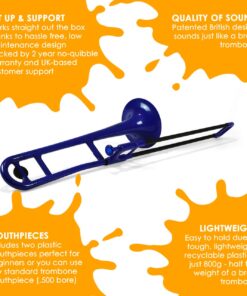 pBone pInstrument Plastic Trombone - Mouthpiece & Carrying Bag - Lightweight Versatile, Comfortable Grip - Bb Authentic Sound for Student & Beginner - kids instruments - ABS Construction - Blue 10 71drzzhFLIL