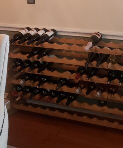 Stackable Modular Wine Rack Wine Storage Rack Holder Display Shelves for Wine Cellar or Basement, Freestanding Wine Rack Thick Wood Wobble-Free (Unfinished, 12 X 6 Rows (72 Slots)) 39 71dtvFhDi2L