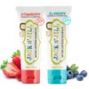 Jack N' Jill Natural Toothpaste for Babies & Toddlers - Safe if Swallowed, Xylitol, Fluoride Free, Organic Fruit Flavor, Makes Tooth Brushing Fun for Kids - Blueberry & Strawberry, 1.76 oz (2 Pack) 1.76 Ounce (Pack of 2)