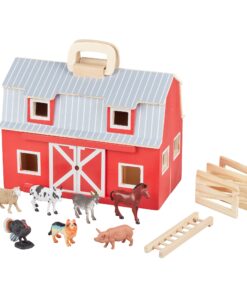 Melissa & Doug Fold and Go Wooden Barn With 7 Animal Play Figures - Farm Animals Portable Toys For Kids And Toddlers Ages 3+ Set 36 71duw3CIVdL 1