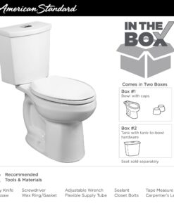 American Standard 2887218.020 H2Option Two-Piece Toilet, Elongated Front, Standard Height, Dual Flush, White, 0.92 - 1.28 gpf Tank + Bowl 12 71dvQkWfLQL