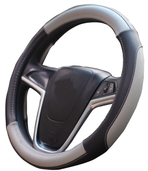 Mayco Bell Car Steering Wheel Cover 15 inch Comfort Durability Safety (Gray) Black Gray