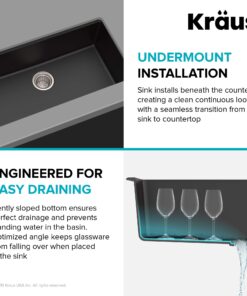 Kraus KGU-413B Undermount Single Bowl Granite Kitchen Sink, 31 Inch, Black 39 71dx4YcRb9L