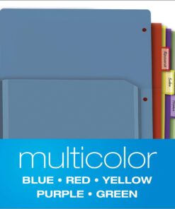Cardinal Expanding Plastic Binder Dividers, Flexible Front Pockets Expand 1/4", 5-Tab, Insertable Multicolor Tabs, Letter Size, 1 Set (84012CB) 20 71dxQ8JQeoL