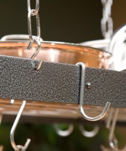 Rogar Hammered Steel Rectangular Pot Rack with Grid and Chrome Accessories 30-in. 23 71dxes6jVrL