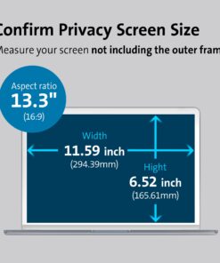 Kensington MagPro™ 13.3" (16:9) Magnetic Privacy Screen for Laptop, Removable 16:9 Laptop Privacy Filter, Anti-Glare, Blue Ray Reduction, Compatible with HP/Dell/Acer/Asus/Samsung/Lenovo (K58351WW) Laptop (16:9) 13.3" (16:9) 11 71dxlwP9pRL