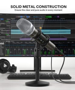 MAONO USB/XLR Podcasting Dynamic Microphone, Studio Mic Kit with Volume Control, Shock Mount, Pop Filter, Ideal for Vocal, Recording, Voice Over, Live Streaming (Gray) Gray 28 71dyZQ134CL