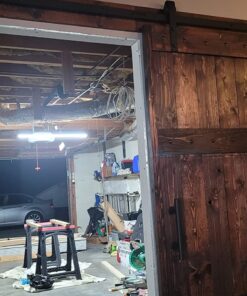 SMARTSTANDARD 8 Feet Heavy Duty Sturdy Sliding Barn Door Hardware Kit -Smoothly and Quietly -Easy to Install -Includes Step-by-Step Installation Instruction Fit 48" Wide Door Panel (J Shape Hanger) 42 71dyusDNnbL