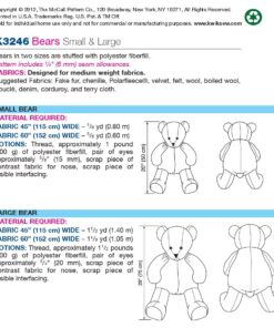 KWIK-SEW PATTERNS K3246OSZ Teddy Bears Sewing Pattern, Size Large and Small 16 71dzZ8E7kRL