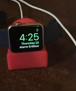 Orzly Compact Stand for Apple Watch - Nightstand Mode Compatible - RED Support Stand with integrated Cable Management Slot (38mm & 42mm & 40mm & 44mm compatible) 18 71dztInji1L