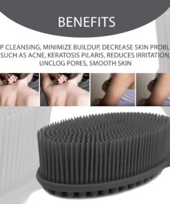 Avilana Silicone Body Scrubber, Gentle exfoliating Body Scrubber That's Easy to Clean, Lathers Well, Long Lasting, and More Hygienic Than Traditional Shower Loofah (Style 1-Gray) Style 1-gray 22 71e 9Ufo1hL