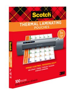 Scotch Thermal Laminating Pouches, Clear, Fits Letter Sized (8.9 in. × 11.4 in.) Paper, 100 Pouches 100-Pack 34 71e0fbR6WvL